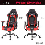 Chaise de jeu BestMassage, chaise de bureau avec support lombaire, appui-tête, accoudoirs et roulettes pivotantes pour joueurs de PC
