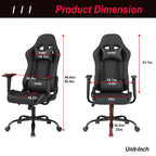 Chaise de jeu BestMassage, chaise de bureau avec support lombaire, appui-tête, accoudoirs et roulettes pivotantes pour joueurs de PC