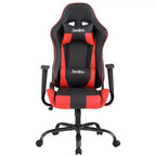 Chaise de jeu BestMassage, chaise de bureau avec support lombaire, appui-tête, accoudoirs et roulettes pivotantes pour joueurs de PC