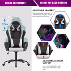 Chaise de bureau de jeu BestMassage Chaise de bureau Chaise d'ordinateur avec accoudoirs Support lombaire pivotant à 360° Chaise de direction pour adultes