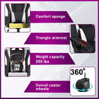 Chaise de bureau de jeu BestMassage Chaise de bureau Chaise d'ordinateur avec accoudoirs Support lombaire pivotant à 360° Chaise de direction pour adultes