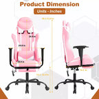 BestMassage Fauteuil de bureau gamer Racing avec fonction massage, soutien lombaire, en cuir PU pour adulte