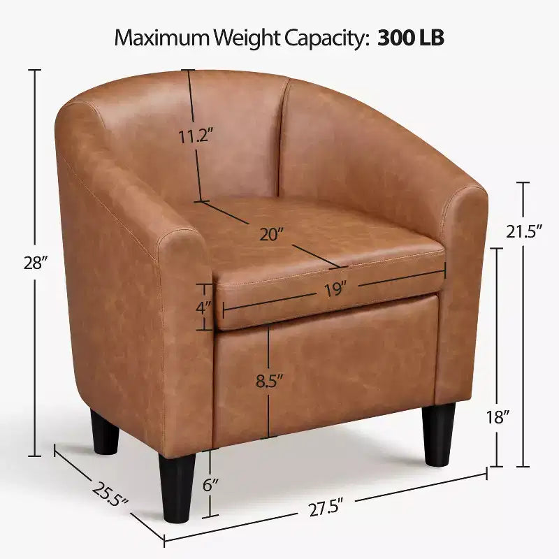 Fauteuil d'appoint en similicuir Yaheetech, fauteuil club pour salon, chambre à coucher