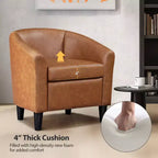 Fauteuil d'appoint en similicuir Yaheetech, fauteuil club pour salon, chambre à coucher