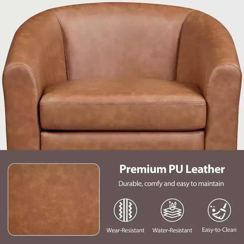 Fauteuil d'appoint en similicuir Yaheetech, fauteuil club pour salon, chambre à coucher