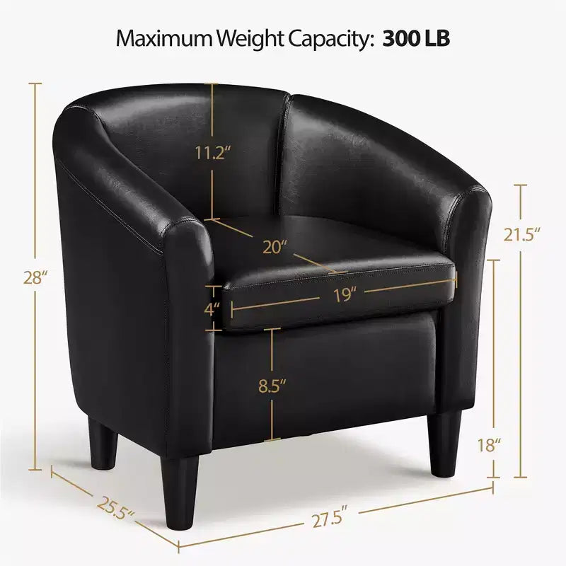 Fauteuil d'appoint en similicuir Yaheetech, fauteuil club pour salon, chambre à coucher