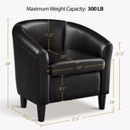 Fauteuil d'appoint en similicuir Yaheetech, fauteuil club pour salon, chambre à coucher
