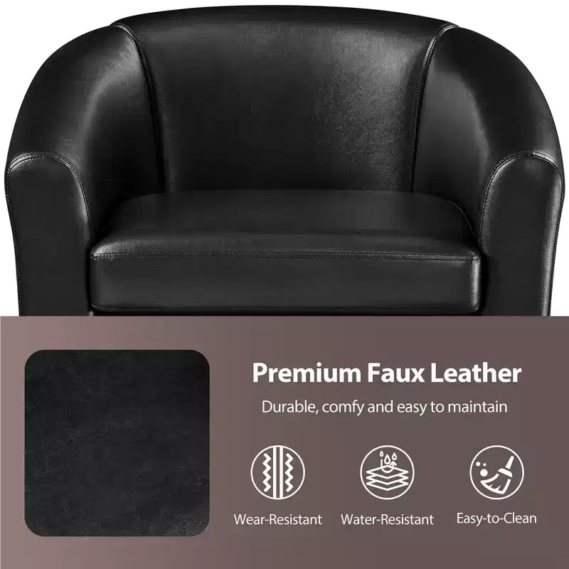 Fauteuil d'appoint en similicuir Yaheetech, fauteuil club pour salon, chambre à coucher