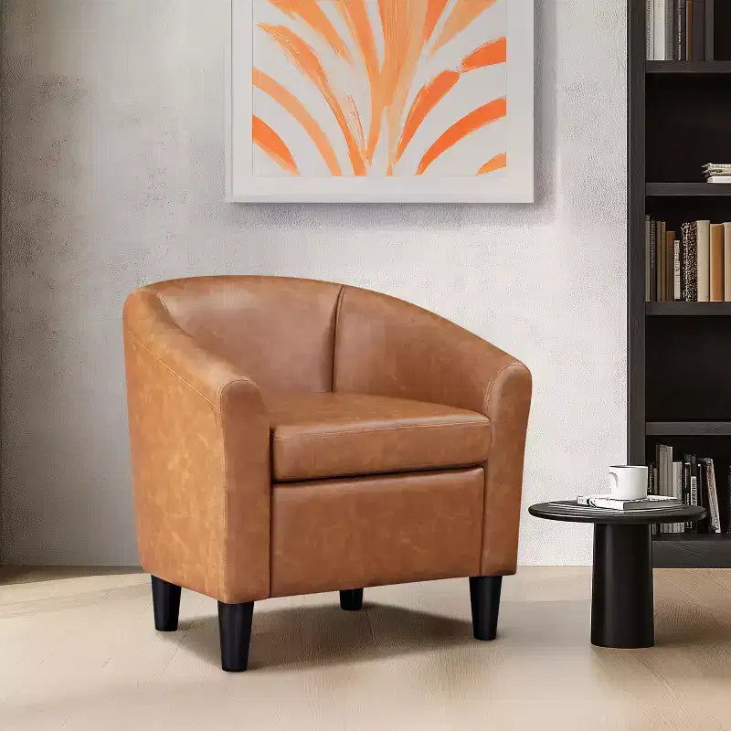Fauteuil d'appoint en similicuir Yaheetech, fauteuil club pour salon, chambre à coucher