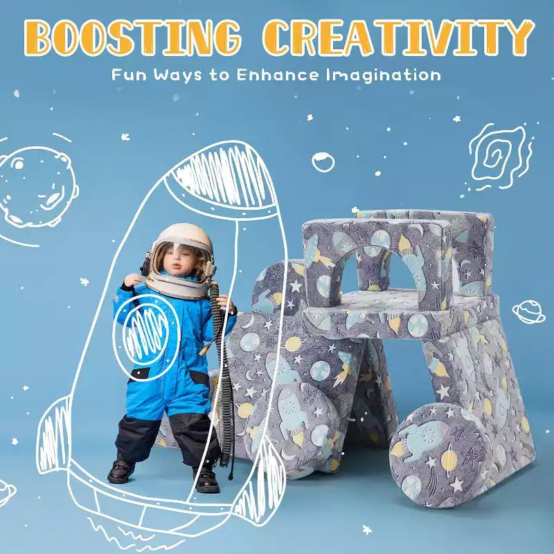 EROMMY Canapé pour enfants, canapé de jeu modulaire 12 pièces pour enfants avec lueur verte, canapé polyvalent pour tout-petits pour salle de jeux