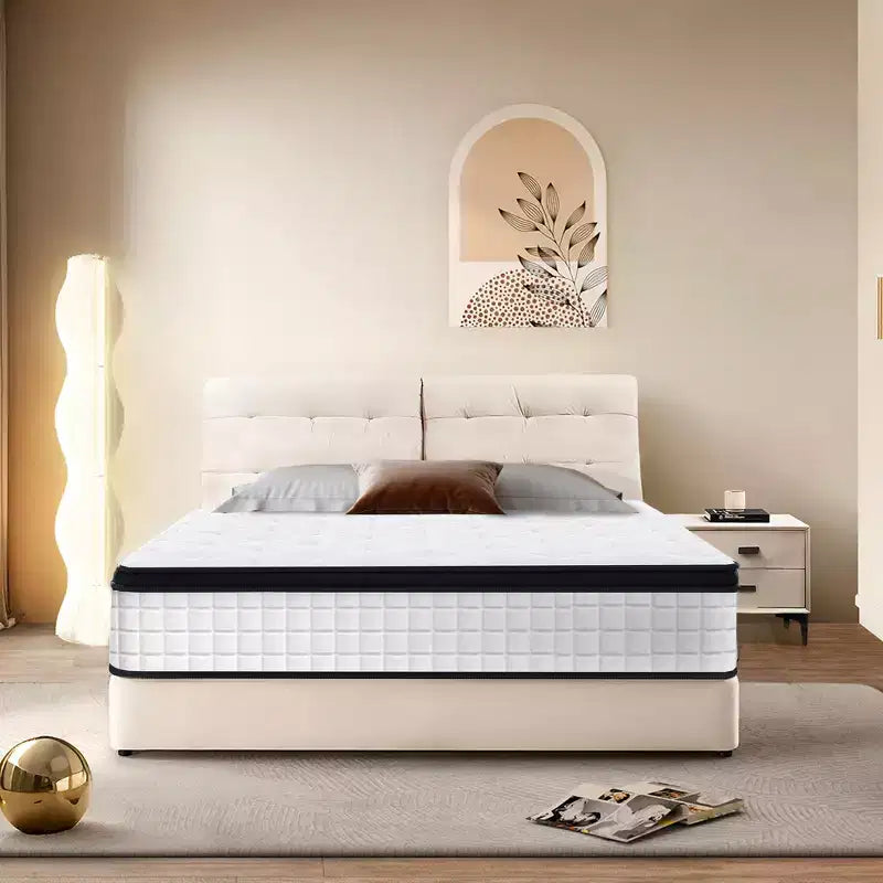 GDFStudio Mary 12 Matelas hybride à ressorts ensachés individuels en mousse à mémoire de forme blanche