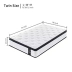 GDFStudio Mary 12 Matelas hybride à ressorts ensachés individuels en mousse à mémoire de forme blanche