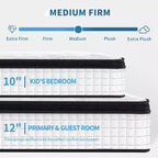 GDFStudio Mary 12 Matelas hybride à ressorts ensachés individuels en mousse à mémoire de forme blanche