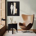 LuxenHome 19,3 Table d'appoint carrée moderne, table d'appoint noire avec plateau en bois naturel, table d'appoint pour salon