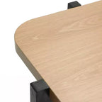 LuxenHome 19,3 Table d'appoint carrée moderne, table d'appoint noire avec plateau en bois naturel, table d'appoint pour salon