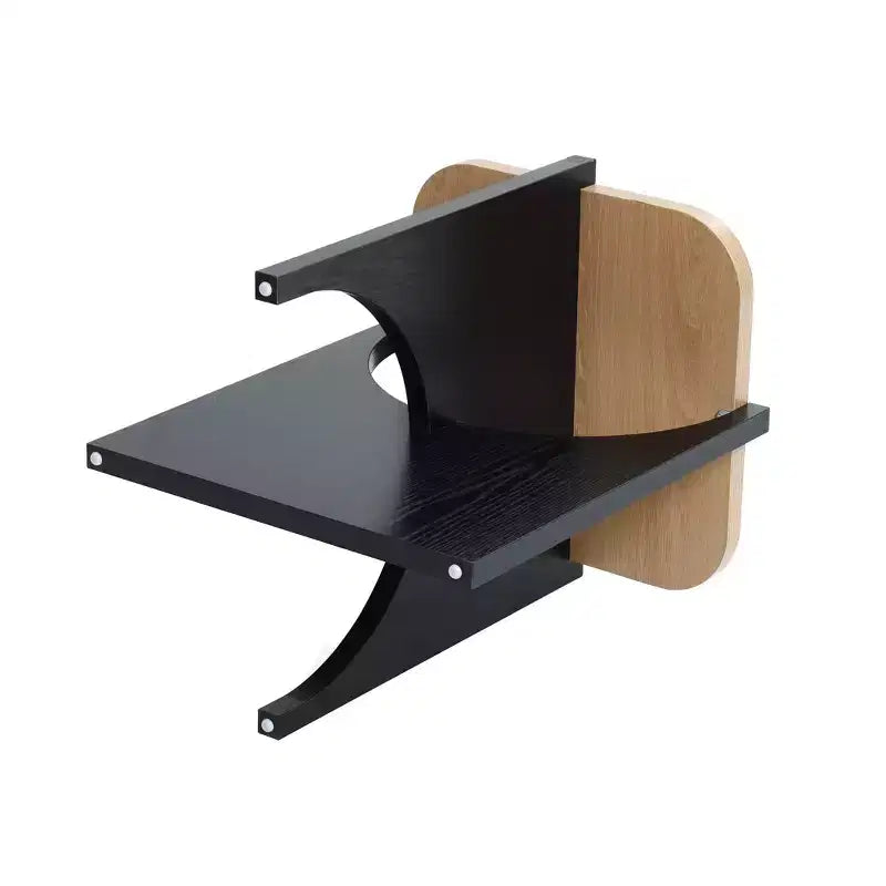 LuxenHome 19,3 Table d'appoint carrée moderne, table d'appoint noire avec plateau en bois naturel, table d'appoint pour salon