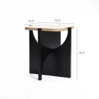 LuxenHome 19,3 Table d'appoint carrée moderne, table d'appoint noire avec plateau en bois naturel, table d'appoint pour salon
