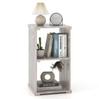 Costway 1/2 PCS 2-Cube Storage Shelf Slatted Paulownia Wood Cubic Organizer with Open Back Brown
