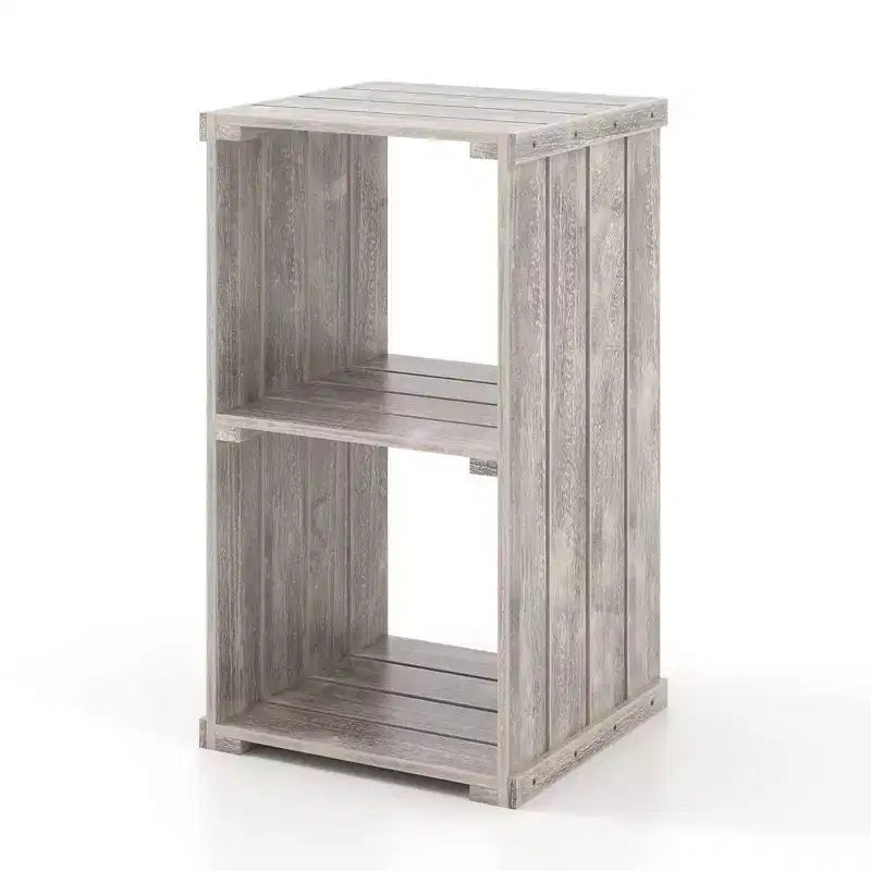 Costway Étagère de Rangement 1/2 PIÈCES à 2 Cubes Organisateur Cubique en Bois de Paulownia à Lattes avec Dos Ouvert Marron