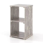 Costway Étagère de Rangement 1/2 PIÈCES à 2 Cubes Organisateur Cubique en Bois de Paulownia à Lattes avec Dos Ouvert Marron