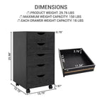 Meuble de rangement à 5 tiroirs pour documents, rangement intelligent avec séparateurs réglables, roulettes verrouillables et glissières fluides