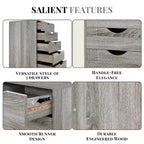 Meuble de rangement à 5 tiroirs pour documents, rangement intelligent avec séparateurs réglables, roulettes verrouillables et glissières fluides