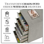 Meuble de rangement à 5 tiroirs pour documents, rangement intelligent avec séparateurs réglables, roulettes verrouillables et glissières fluides