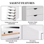 Meuble de rangement à 5 tiroirs pour documents, rangement intelligent avec séparateurs réglables, roulettes verrouillables et glissières fluides