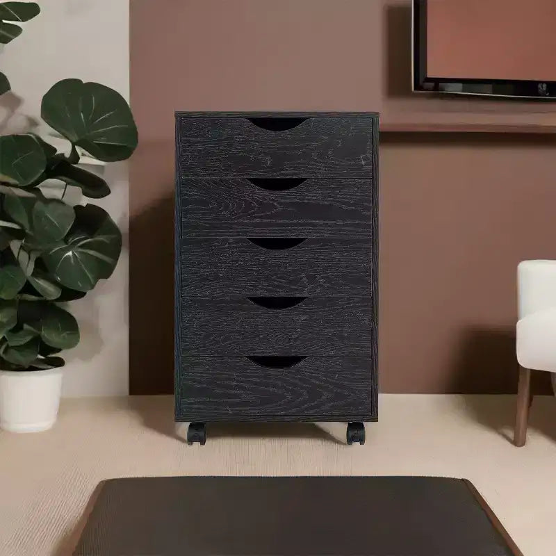 Meuble de rangement à 5 tiroirs pour documents, rangement intelligent avec séparateurs réglables, roulettes verrouillables et glissières fluides