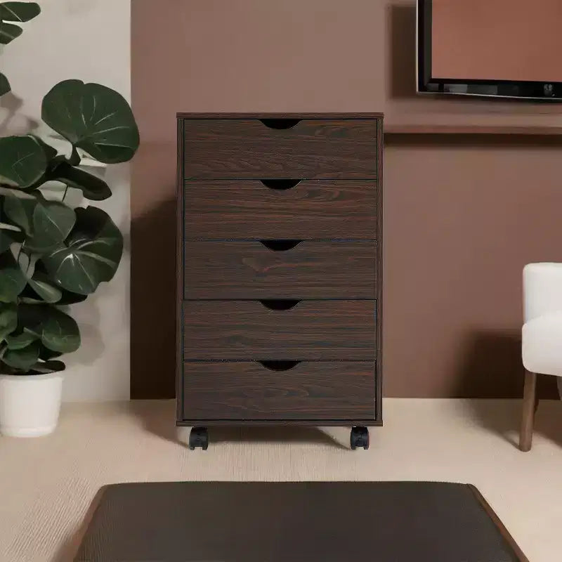 Meuble de rangement à 5 tiroirs pour documents, rangement intelligent avec séparateurs réglables, roulettes verrouillables et glissières fluides
