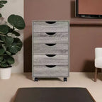 Meuble de rangement à 5 tiroirs pour documents, rangement intelligent avec séparateurs réglables, roulettes verrouillables et glissières fluides