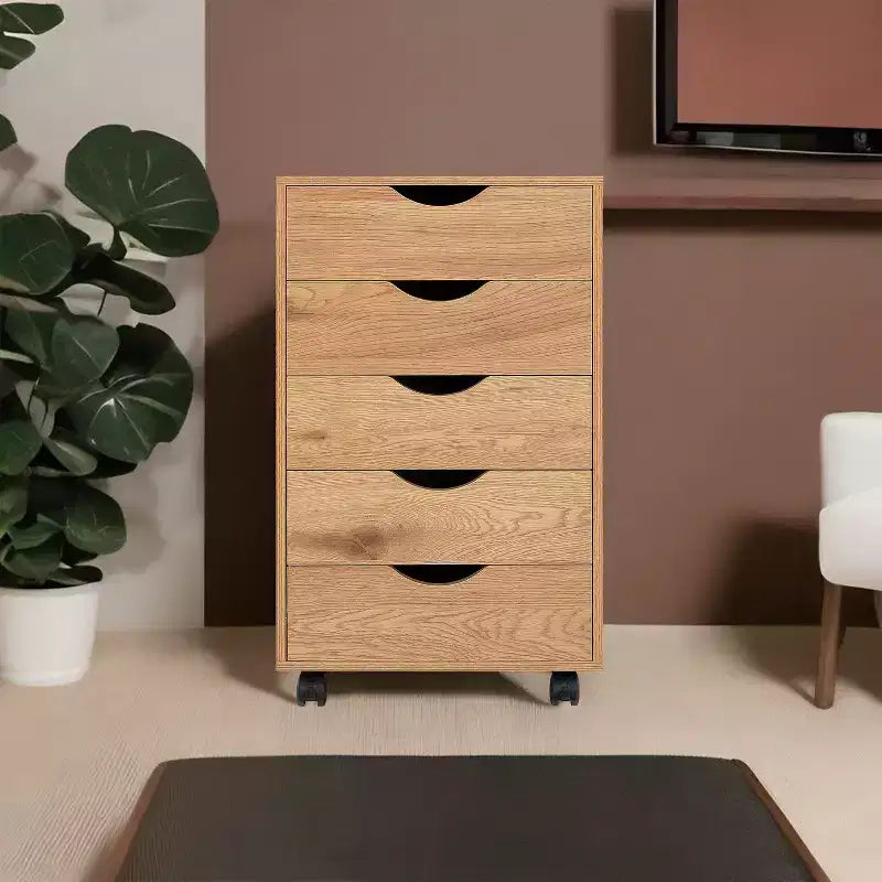 Meuble de rangement à 5 tiroirs pour documents, rangement intelligent avec séparateurs réglables, roulettes verrouillables et glissières fluides