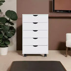 Meuble de rangement à 5 tiroirs pour documents, rangement intelligent avec séparateurs réglables, roulettes verrouillables et glissières fluides