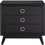 Commode d'appoint 3 tiroirs noire Crestview Collection Oslo 32W