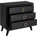 Commode d'appoint 3 tiroirs noire Crestview Collection Oslo 32W