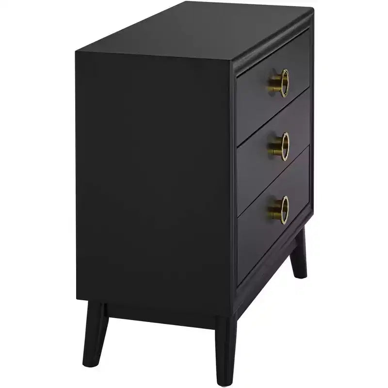 Commode d'appoint 3 tiroirs noire Crestview Collection Oslo 32W