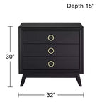 Commode d'appoint 3 tiroirs noire Crestview Collection Oslo 32W