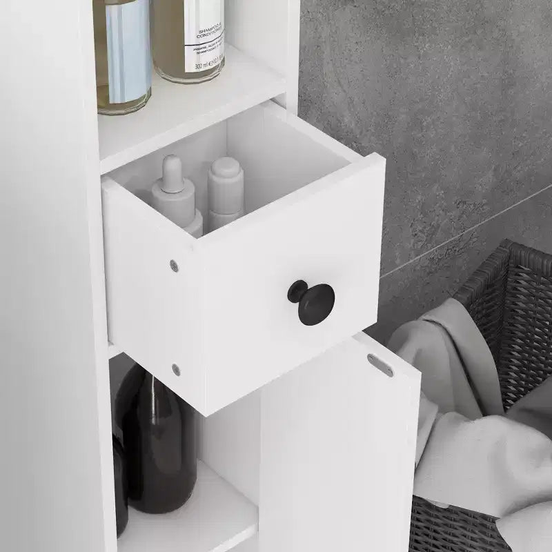 Meuble de rangement de salle de bain Kleankin avec étagères ouvertes, placards et armoire à papier toilette