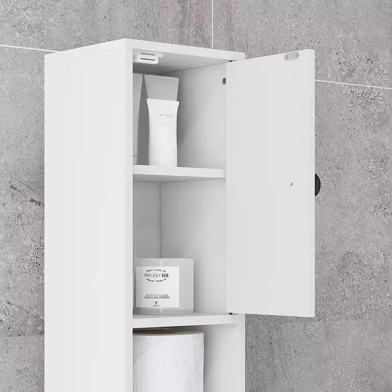 Meuble de rangement de salle de bain Kleankin avec étagères ouvertes, placards et armoire à papier toilette