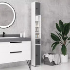 Meuble de rangement de salle de bain Kleankin avec étagères ouvertes, placards et armoire à papier toilette