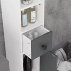 Meuble de rangement de salle de bain Kleankin avec étagères ouvertes, placards et armoire à papier toilette