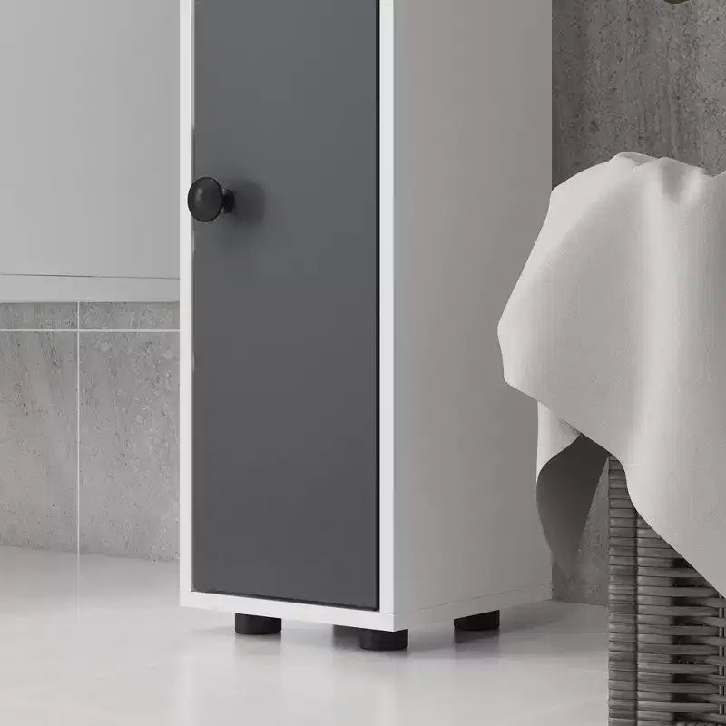 Meuble de rangement de salle de bain Kleankin avec étagères ouvertes, placards et armoire à papier toilette