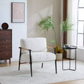 27.56 Modern Accent Chair: Plush, Metal Frame, Wood Arms - Cozy for Living, Bedroom, Office
