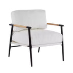27.56 Fauteuil d'appoint moderne : Doux, structure métallique, accoudoirs en bois - Confortable pour le salon, la chambre, le bureau