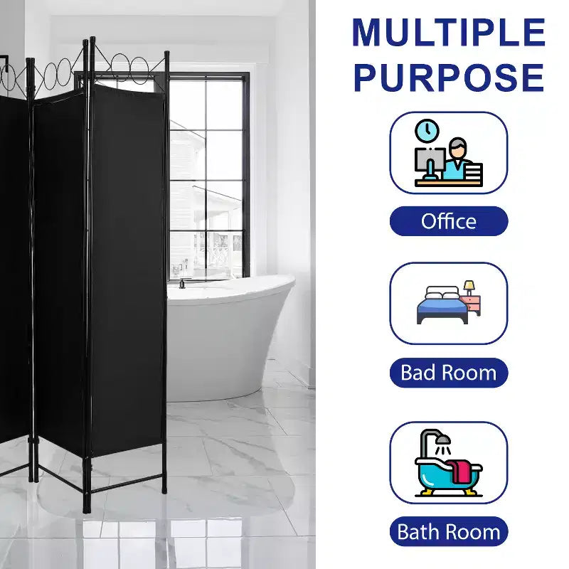 FDW Paravents 4 Panneaux 1,7 m Paravent Pliant Autonome Cloison de Séparation Intimité avec Tissu et Cadre Métallique pour Bureau à Domicile Chambre