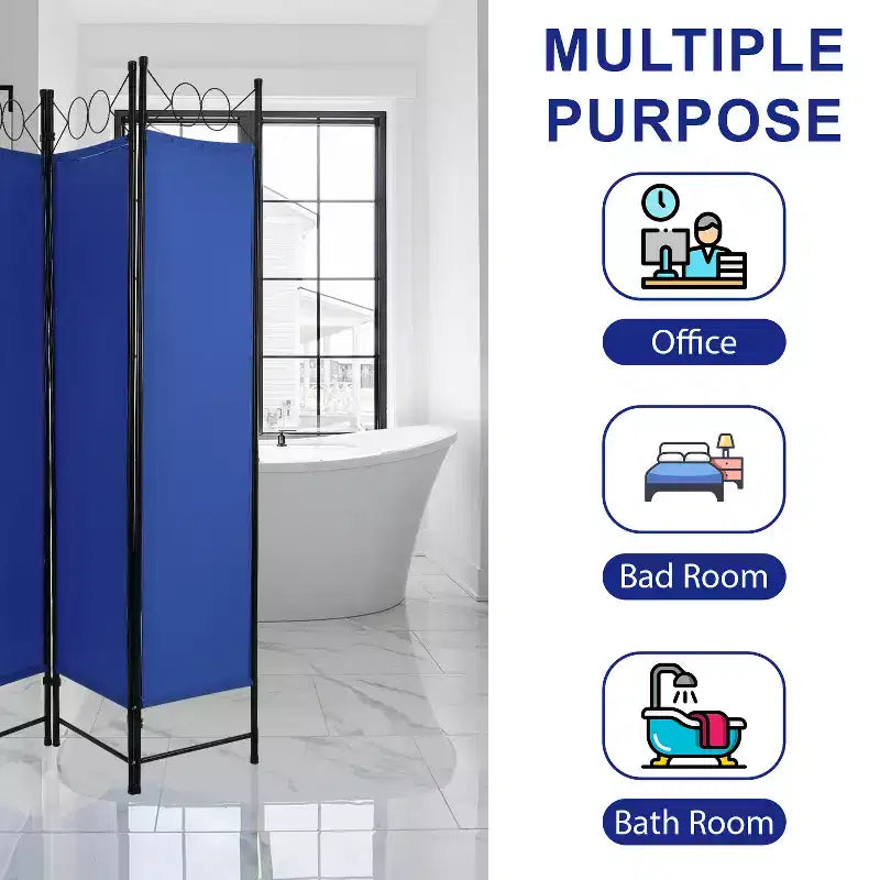 FDW Paravents 4 Panneaux 1,7 m Paravent Pliant Autonome Cloison de Séparation Intimité avec Tissu et Cadre Métallique pour Bureau à Domicile Chambre