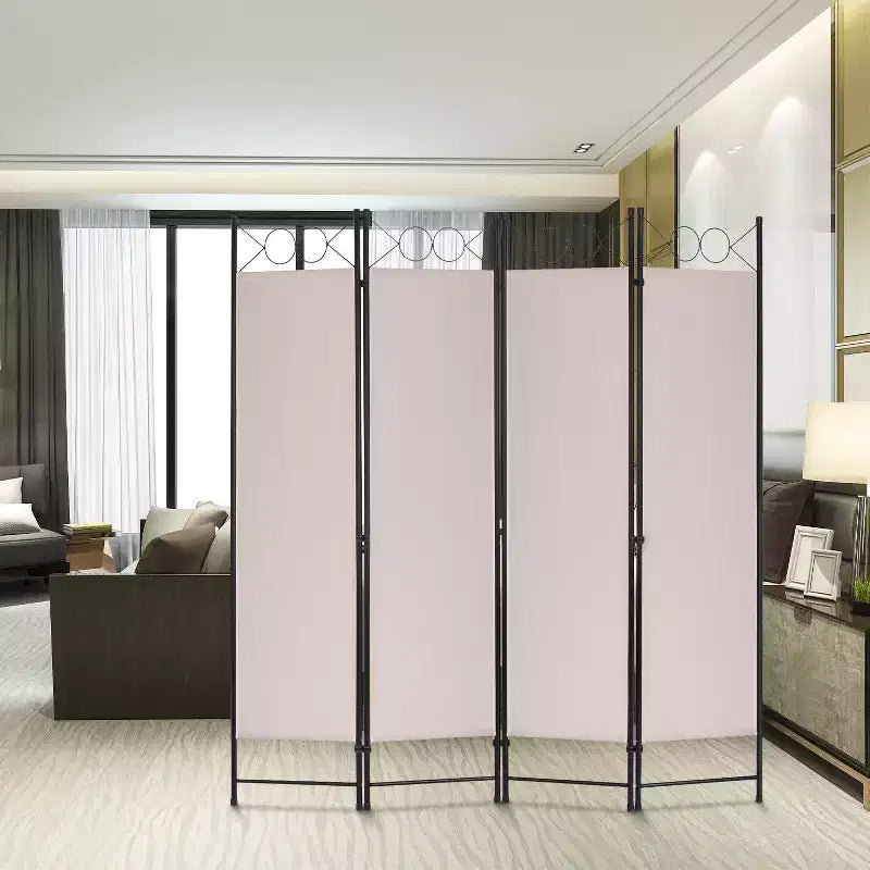 FDW Paravents 4 Panneaux 1,7 m Paravent Pliant Autonome Cloison de Séparation Intimité avec Tissu et Cadre Métallique pour Bureau à Domicile Chambre