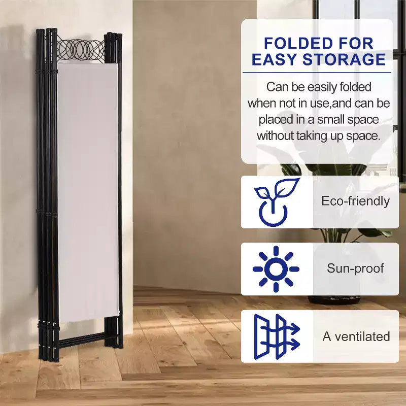 FDW Paravents 4 Panneaux 1,7 m Paravent Pliant Autonome Cloison de Séparation Intimité avec Tissu et Cadre Métallique pour Bureau à Domicile Chambre