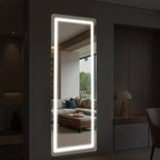 Miroir LED autoportant : Pleine longueur, sans cadre, aluminium, 160x40x2cm