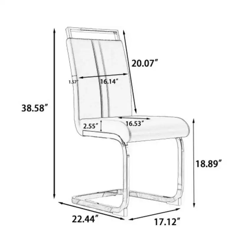 Lot de 2 chaises de salle à manger modernes à dossier haut avec pieds en métal en forme de C